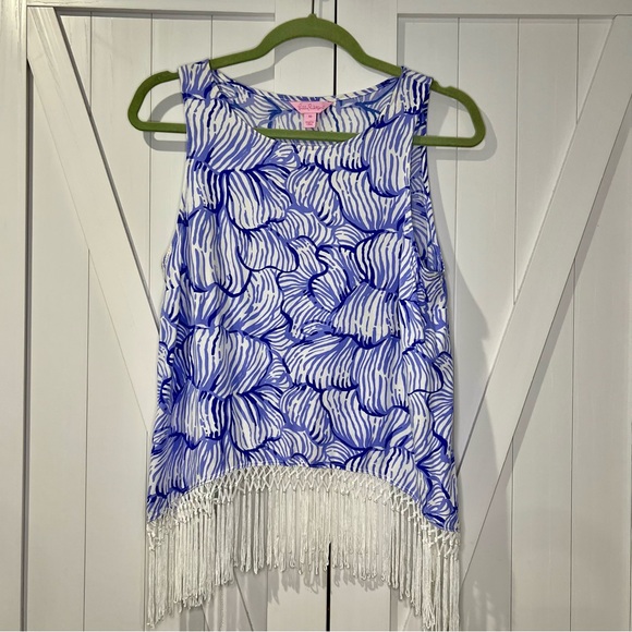 Lilly Pulitzer Sonya Tank Top and Shorts Lilac Fringe Set - Size 10 - Picture 3 of 10
